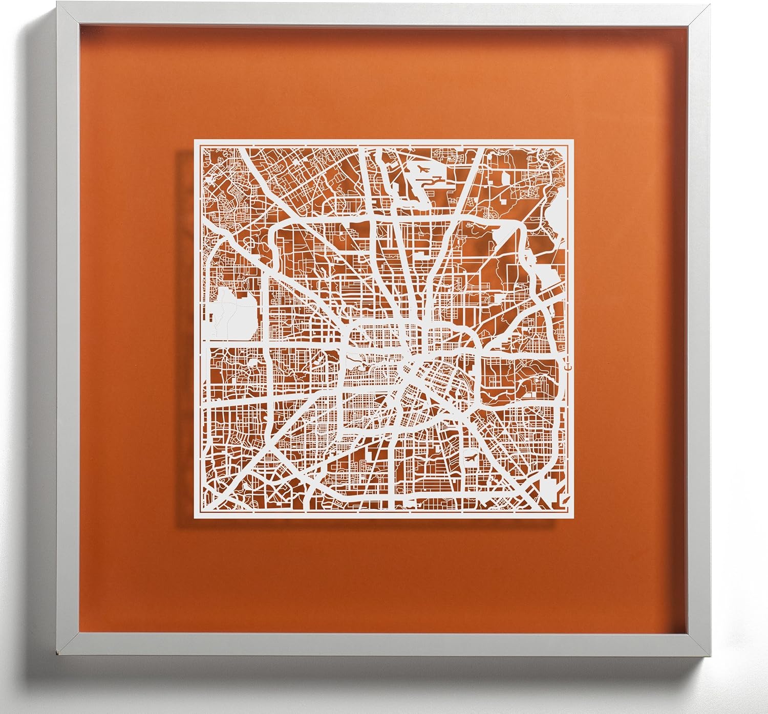 O3 Design Studio – Mapa de corte de papel de Houston de 12 x 12 pulgadas, color blanco