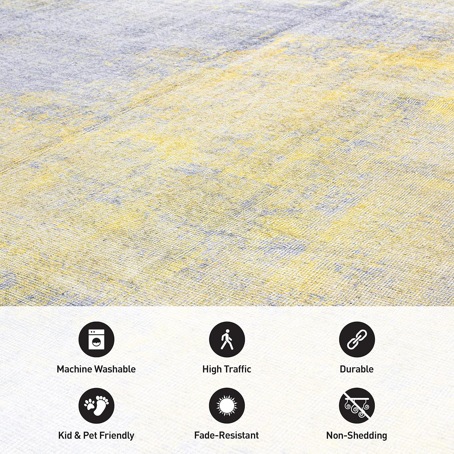 Rugshop Alfombra de pasillo contemporánea abstracta resistente a las manchas, ecológica, reciclada, lavable a máquina, 2 pies 6 pulgadas x 7 pies,