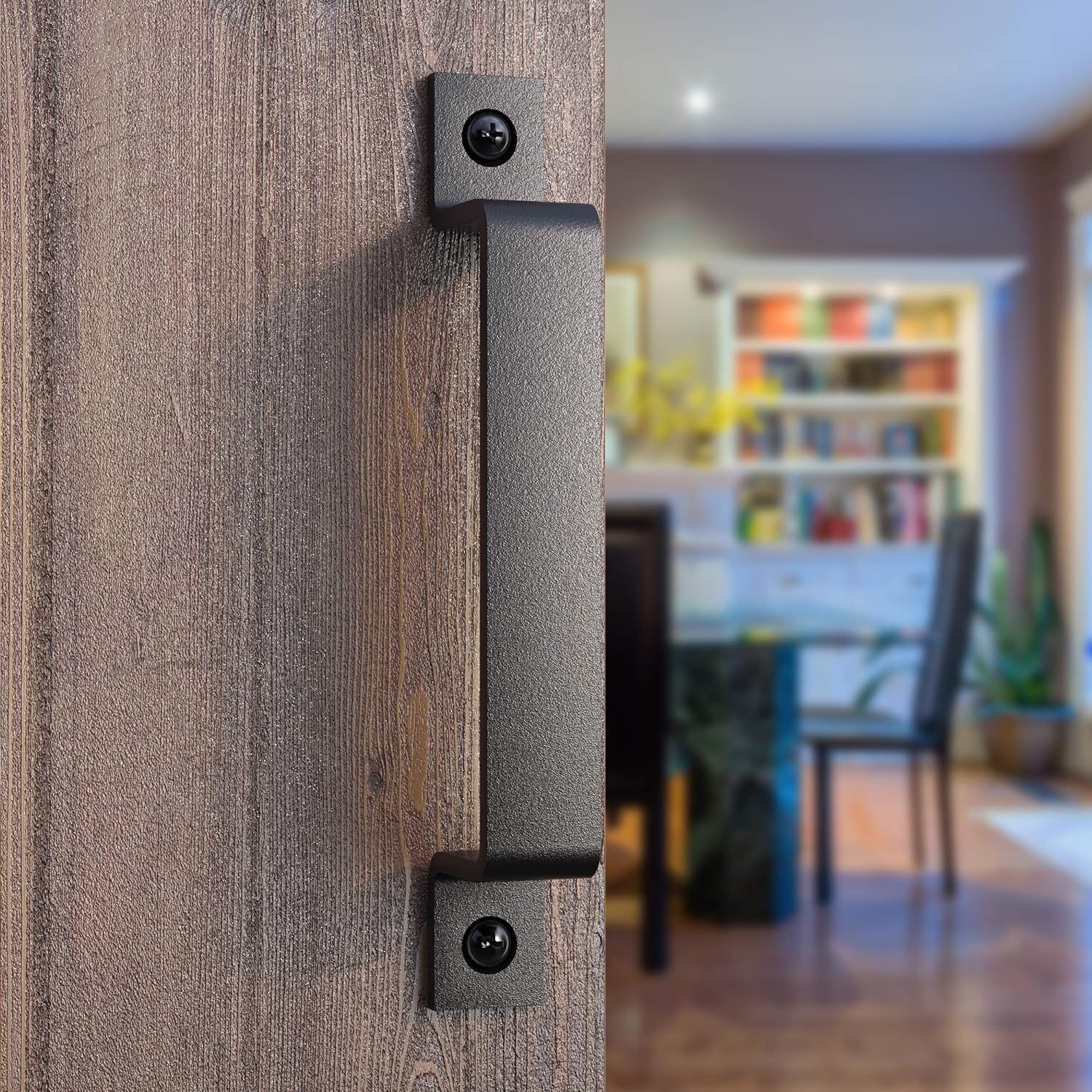 VivaLight Manija rústica de 8 pulgadas para puerta de granero, tirador de acero negro para puertas correderas, puertas, garajes, cobertizos, vallas,
