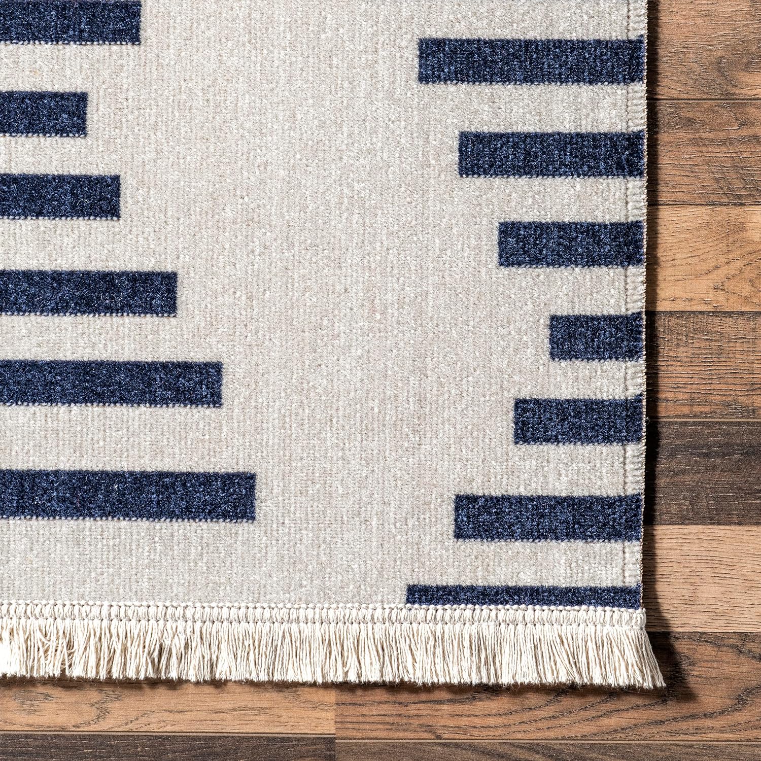 nuLOOM Holly Multi Stripe – Alfombra de área para interiores y exteriores, 4 x 6 pies, azul