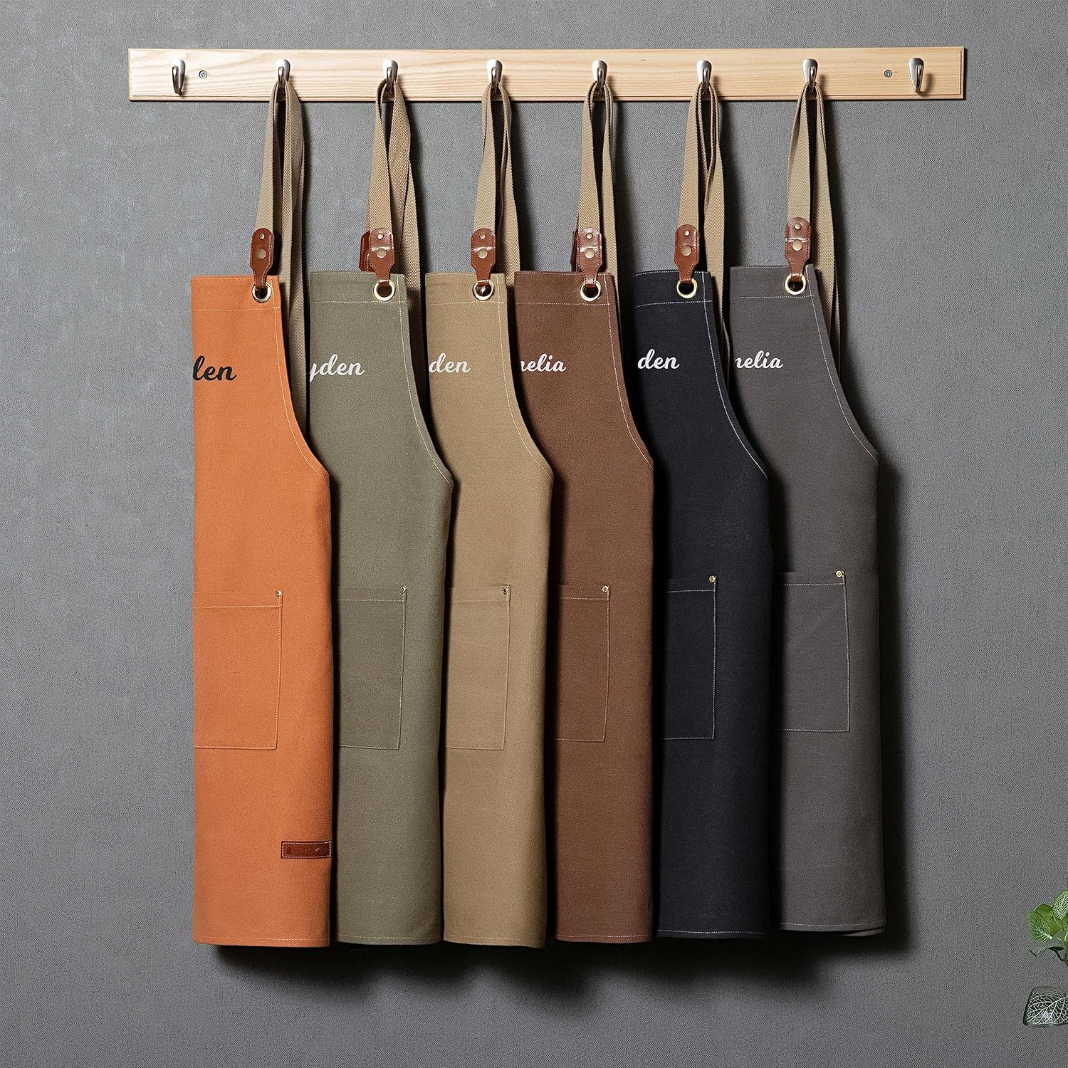 Delantal para hombres y mujeres, delantal de lona personalizado con bolsillos espaciosos, delantal unisex, cocina, jardinería, carpintería, regalo