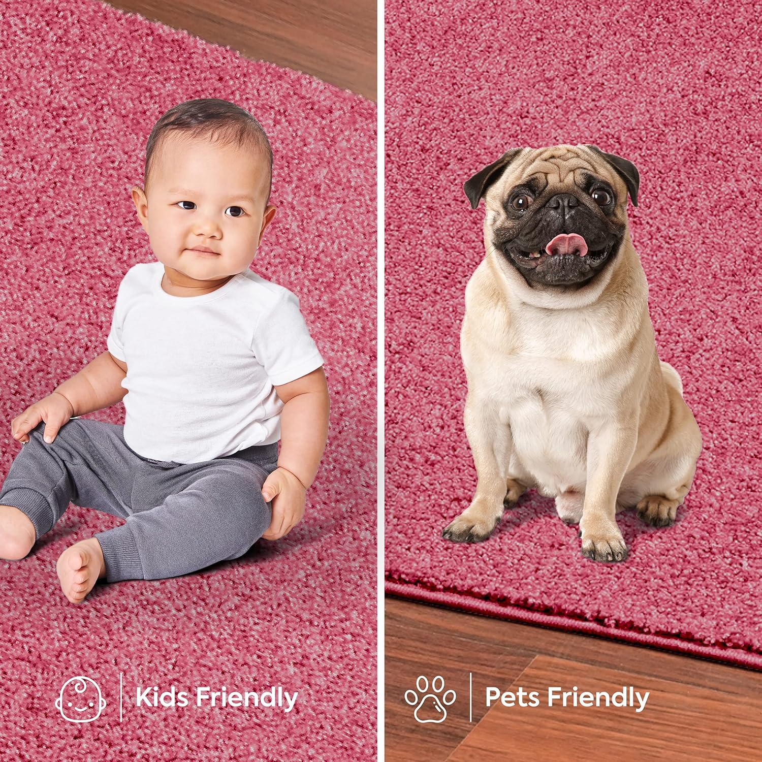 Alfombrilla de color liso, de felpa, moderna, alfombra adecuada para los niños y mascotas Fabricada en EE.UU., forma rectangular, alfombrilla ideal