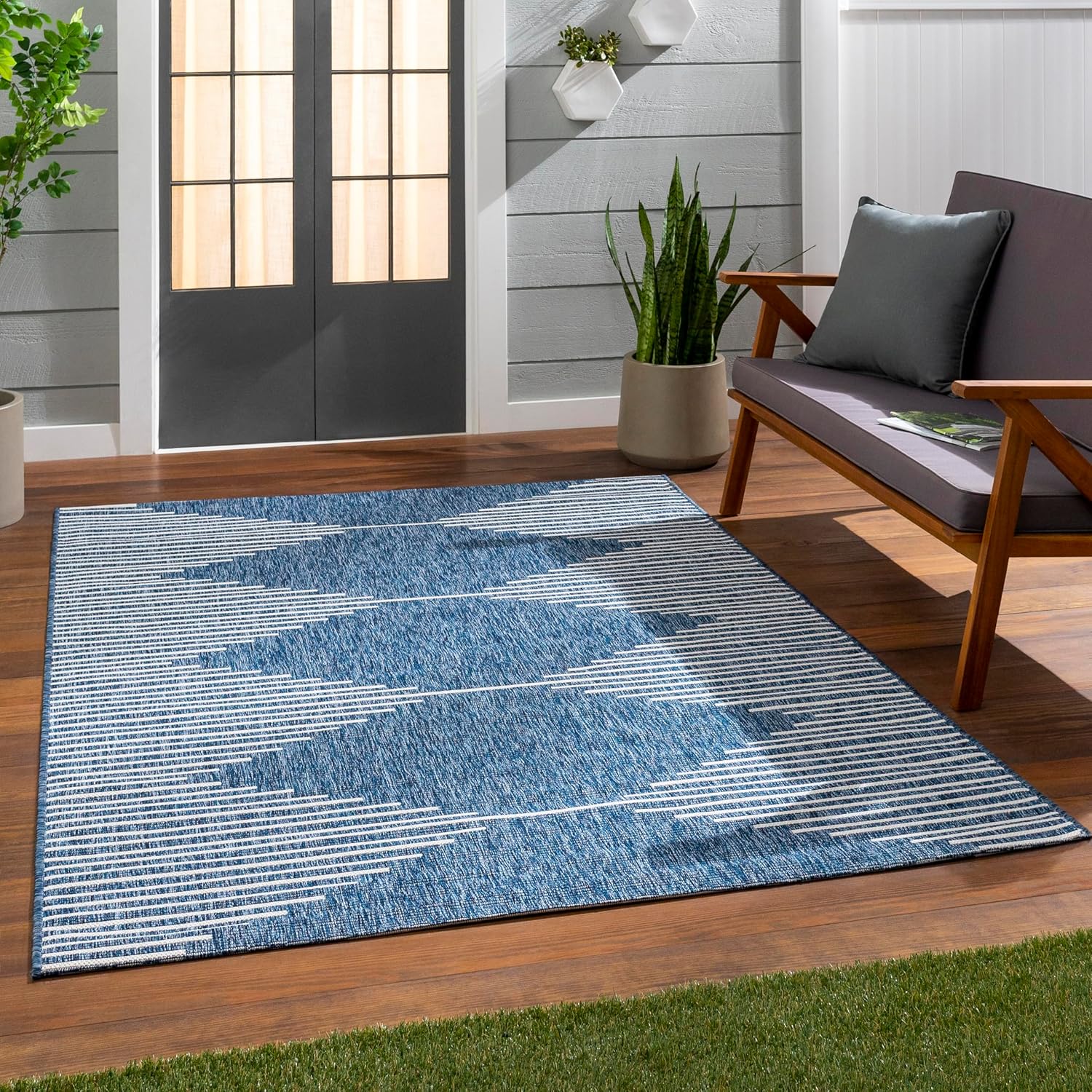 Mark&Day – Alfombras para exteriores, de 5 x 7 pies, color azul brillante, para interiores y exteriores, color azul brillante, que no se desprende,