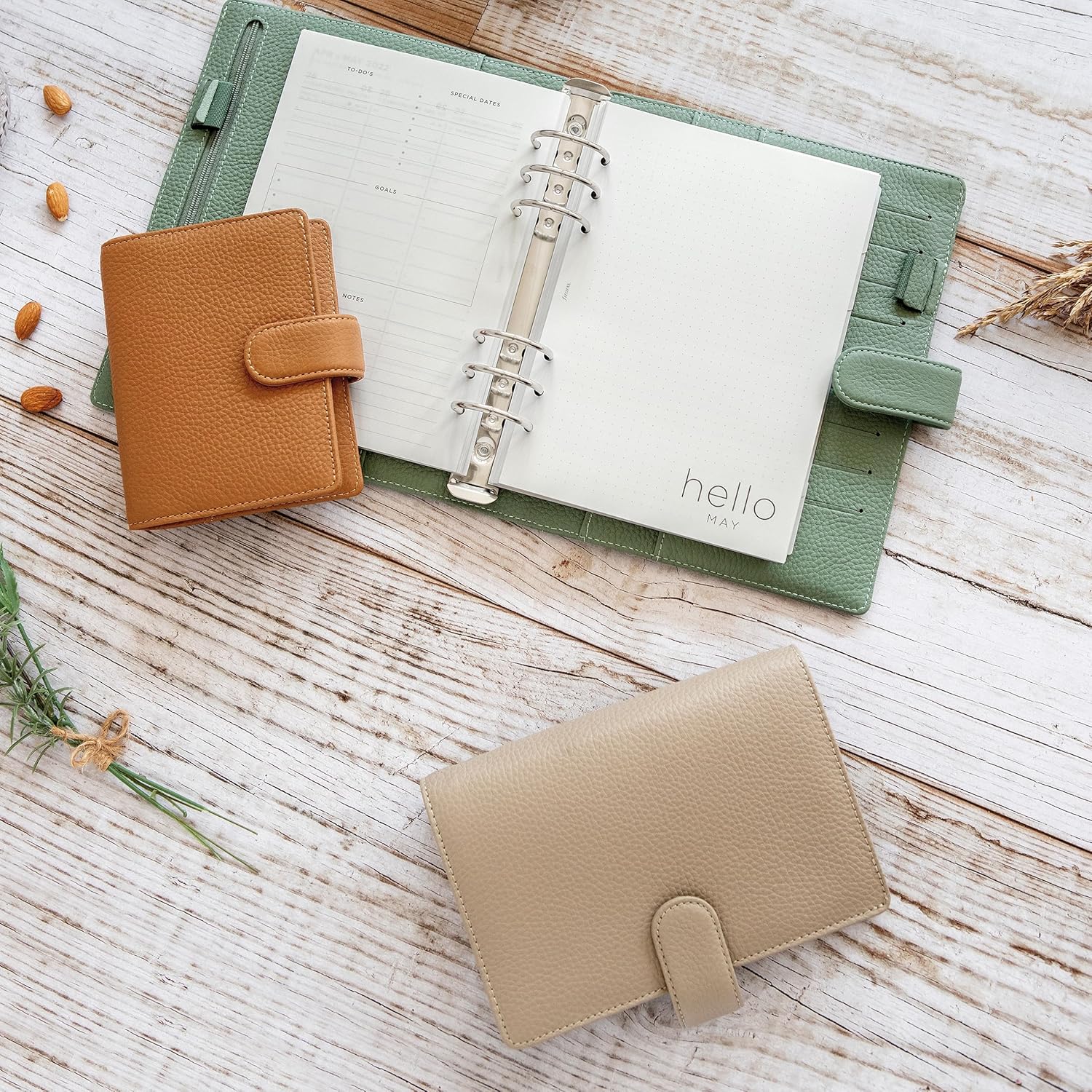 Filofax Norfolk – Organizador de tamaño personal, color gris pardo, piel suave de grano completo, seis anillos, con calendario semanal para ver cada