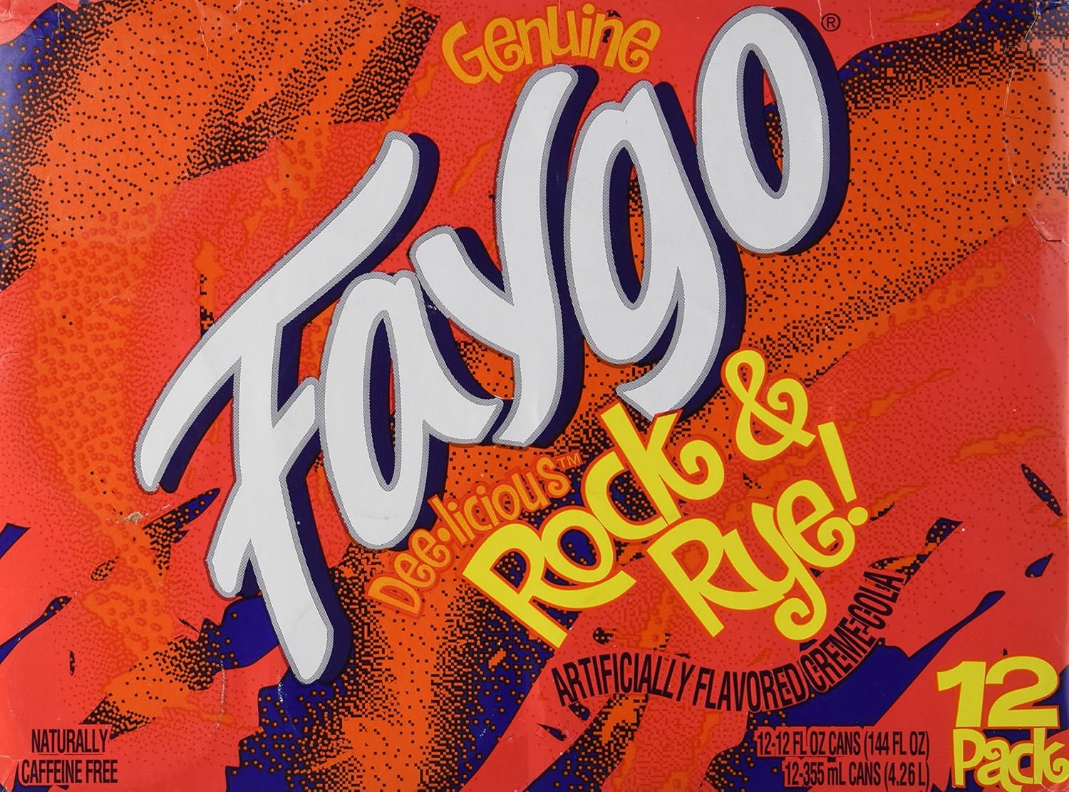 Faygo Rock & Rye flavored crema cola soda, 12-fl. oz. Lote de 12 maletas