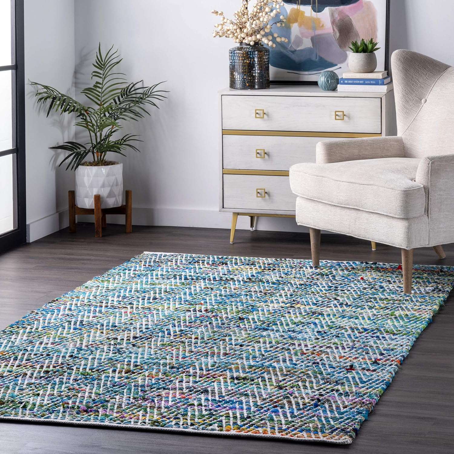 nuLOOM – Alfombra VIAG01A tejida a mano con patrón de galón