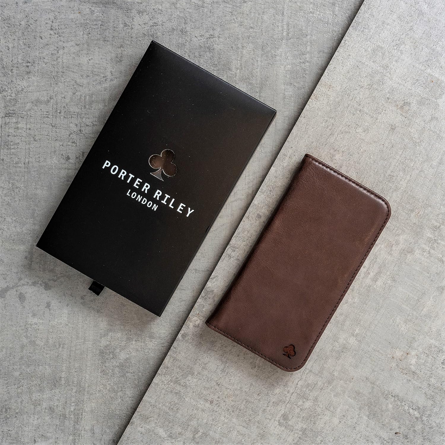 Porter Riley – Funda de cuero para iPhone 13 Pro Max (6.7 pulgadas). Funda de piel auténtica con soporte, carterabilletera con ranuras para