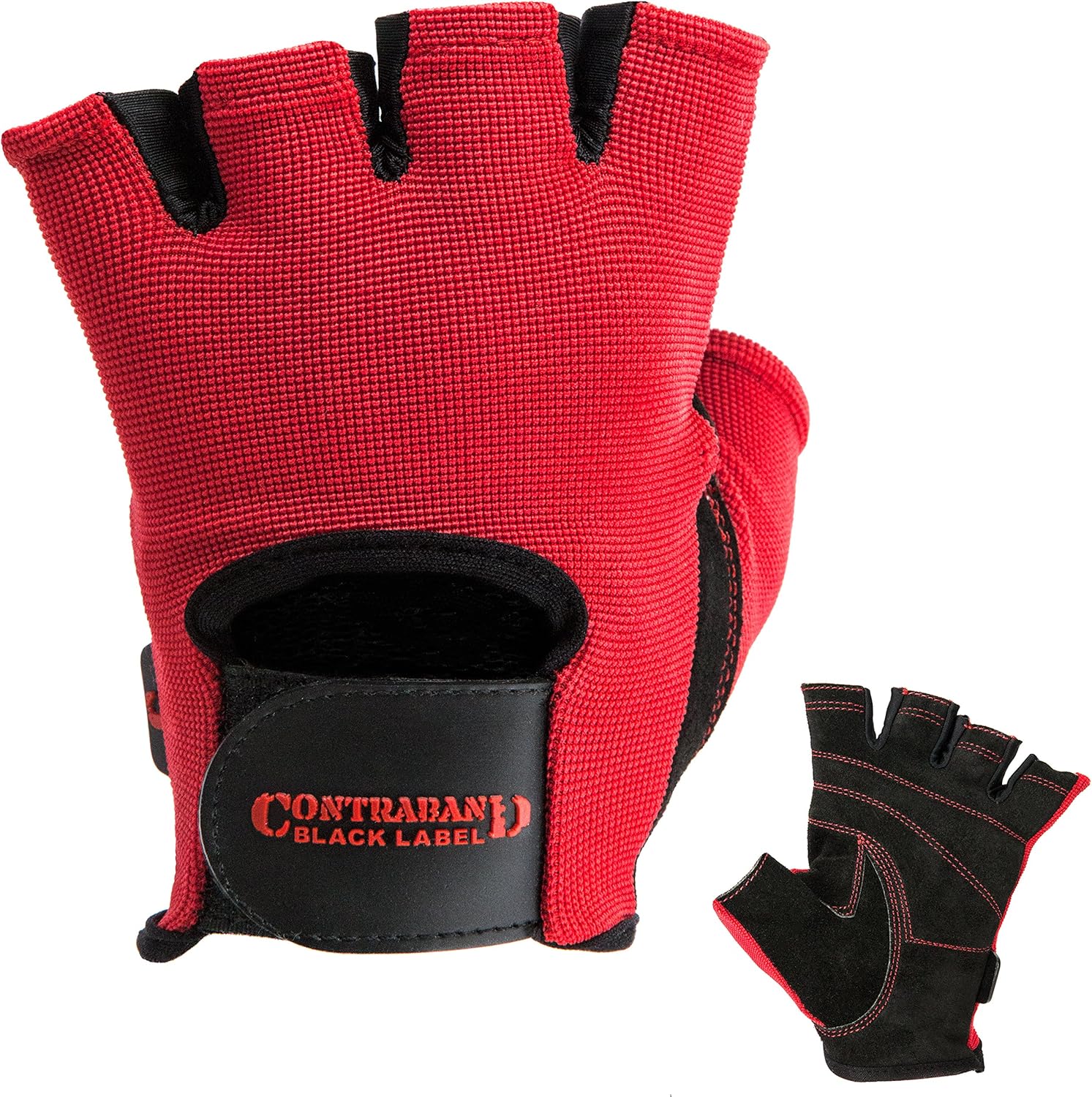 Contraband Black Label 5050 Mens Basic Leather Fingerless Weight Lifting Gloves – Durable Light – Medium Padded Split Leather Gym Gloves – Perfect