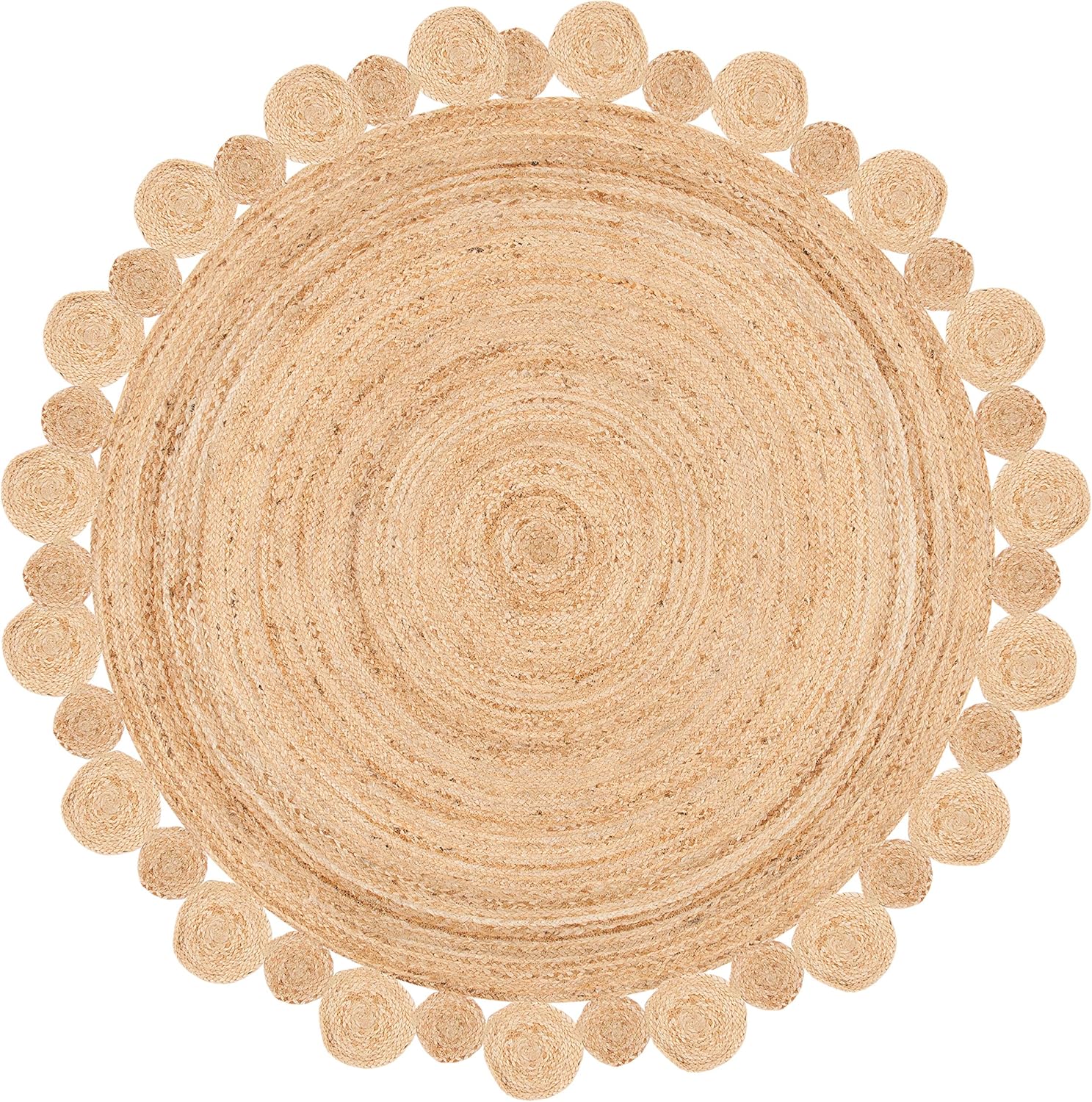 SAFAVIEH Natural Fiber Round Collection NFB307A – Alfombra redonda de yute con encanto de campo bohemio hecho a mano de 6 pies