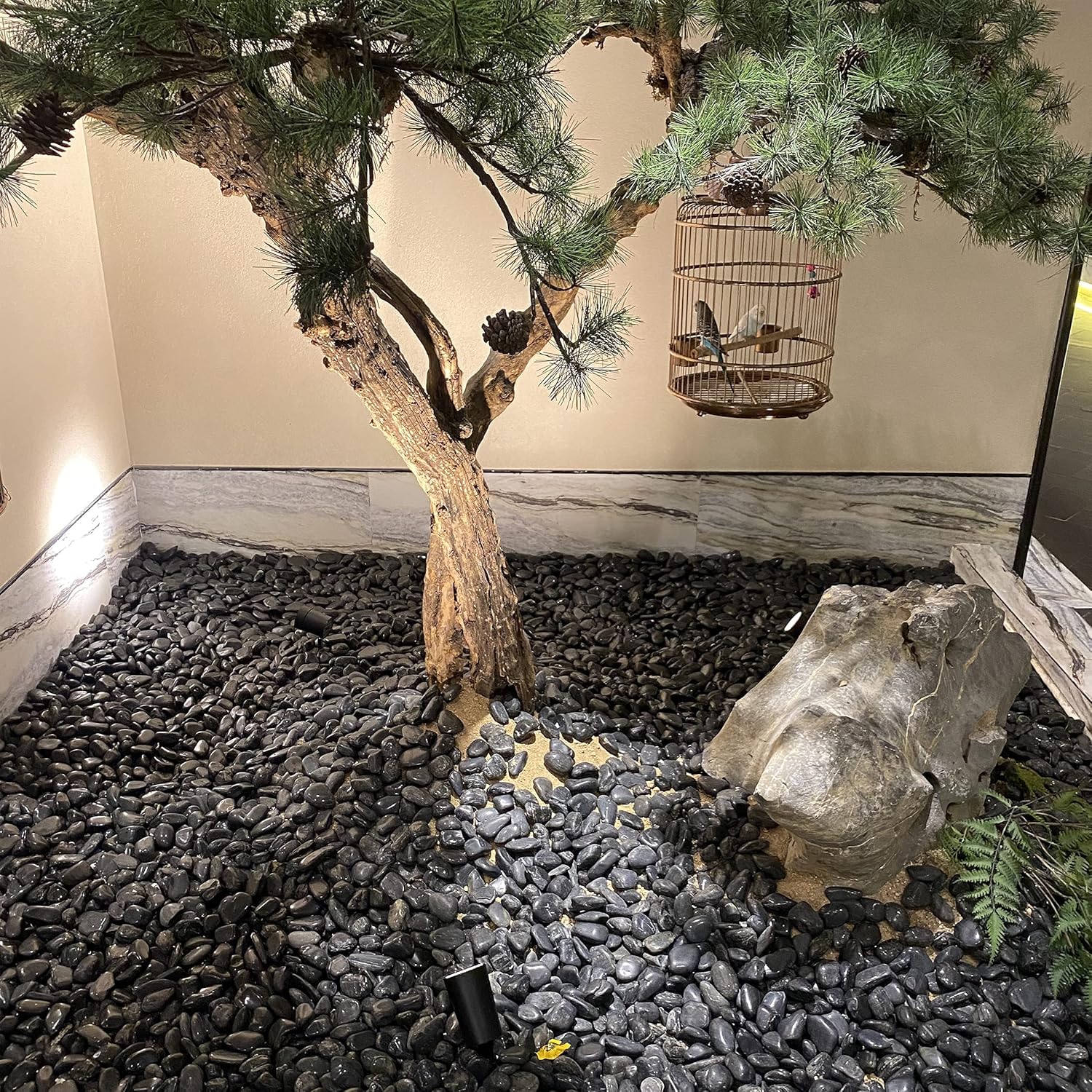 Piedras negras pulidas naturales, rocas decorativas de río negro de 1.2 a 2 pulgadas para plantas, piedras para macetas, rocas de paisajismo,
