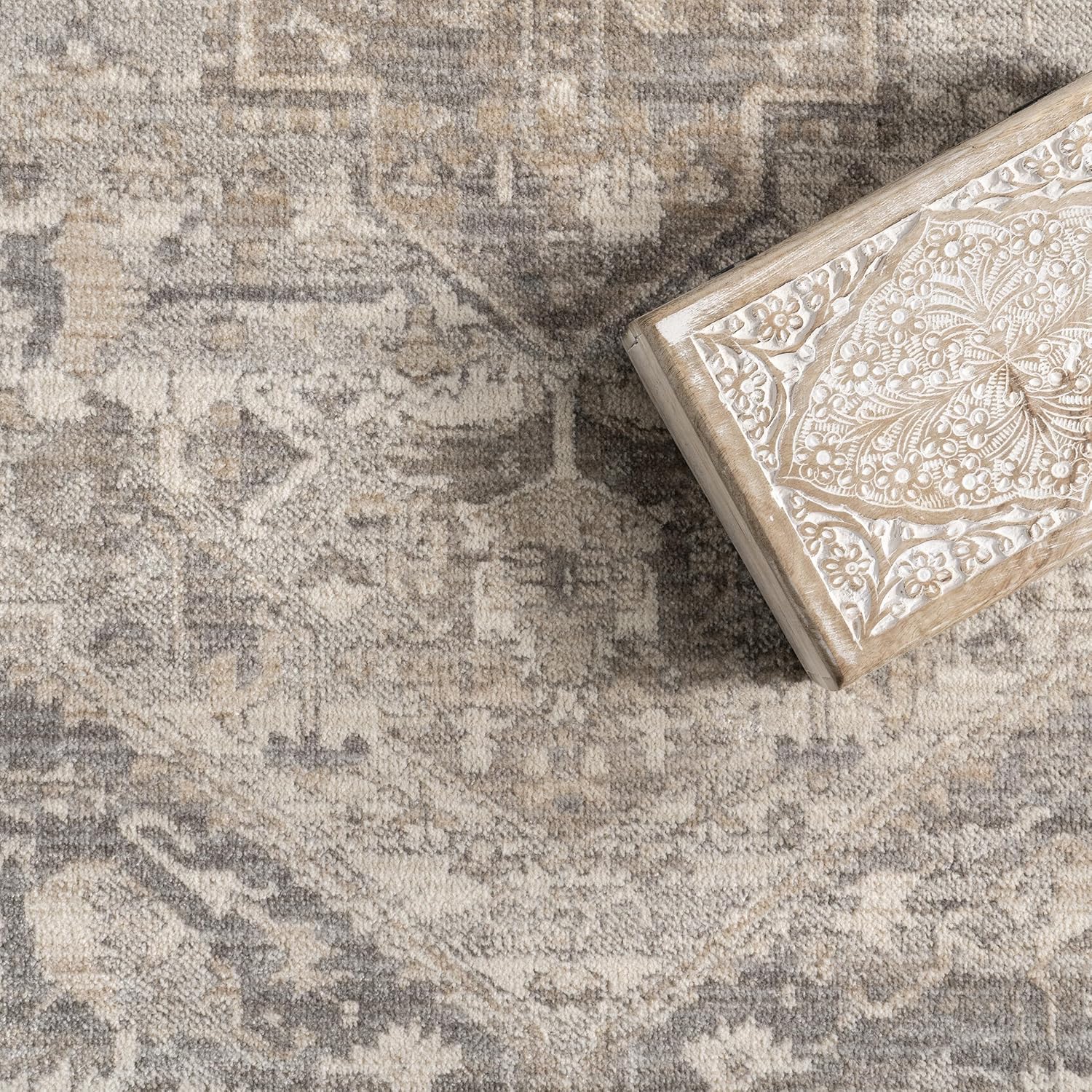 NuLOOM – Alfombra con diseño de medallón, con flecos, modelo Ethel