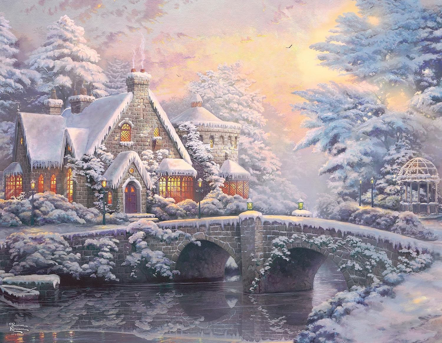 Ceaco – Paquete múltiple 4 en 1 – Thomas Kinkade – Holiday – (4) rompecabezas de 500 piezas
