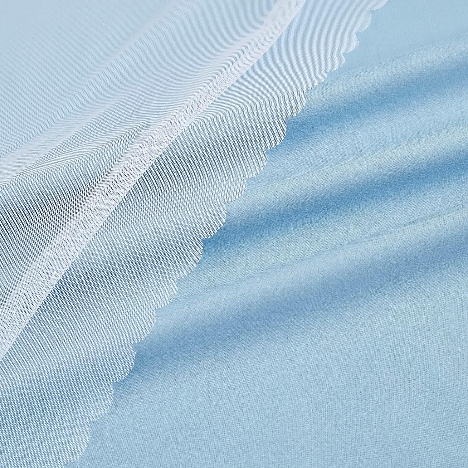 Cortinas 90% opacas de color azul cielo con superposición transparente, mezcla y combinación, paneles de ventana de doble capa con aislamiento