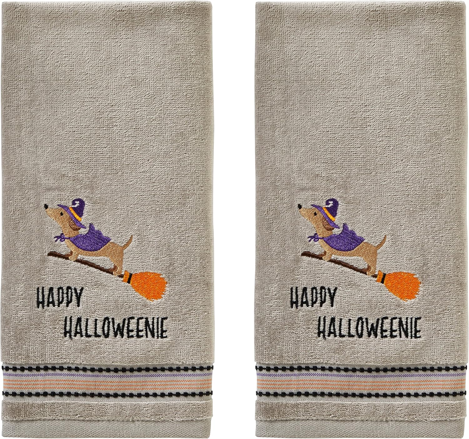 SKL Home de Saturday Knight Ltd. – Happy Halloweenie – Toalla de mano (2 unidades), color gris