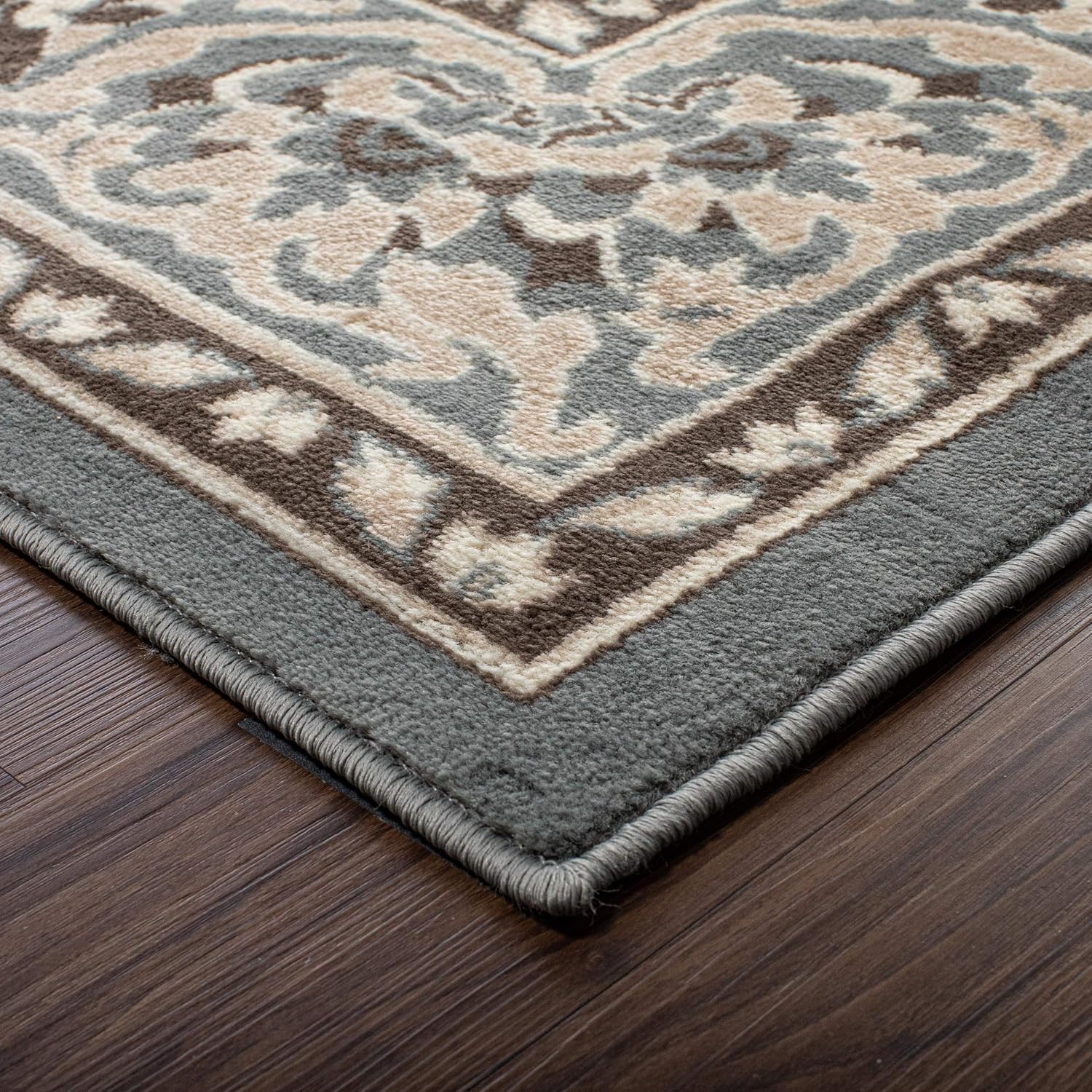 SUPERIOR HAILSHAM Collection – Alfombra de área de 4 x 6 pies, para cocina, comedor y sala de estar, color gris