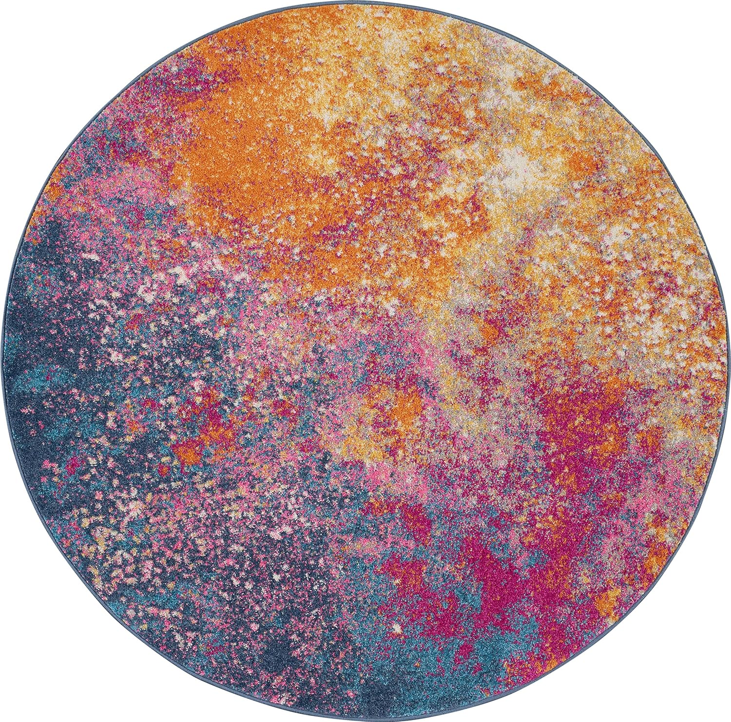 Nourison – Alfombra de área Passion Sunburst redonda de 8 pies, moderna, abstracta, fácil de limpiar, no desprende pelo, para habitación,