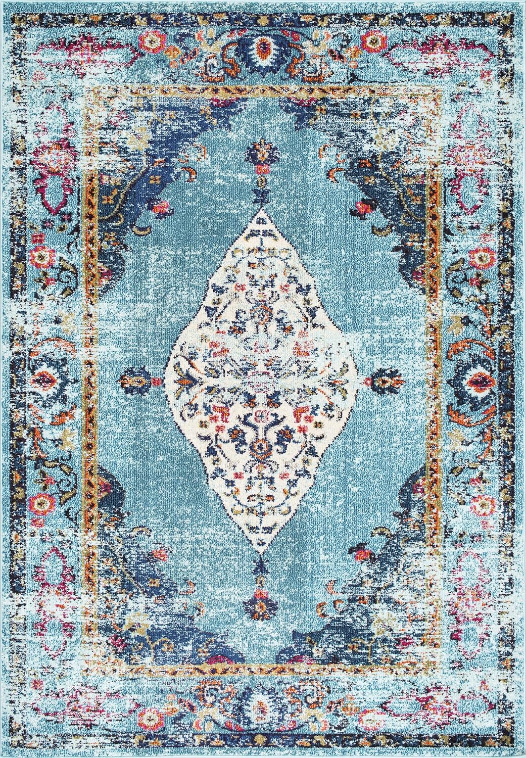 NuLOOM Veronica – Alfombra vintage envejecida, Polipropileno, Agua (Aqua)