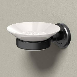 Gatco 1940MX Latitude II, soporte para jabonera, combo blanco y negro mate Jabonera de porcelana montada en pared con soporte en negro mate 2.10 Gatco 1940MX Latitude II, soporte para jabonera, combo blanco y negro mate Jabonera de porcelana montada en pared con soporte en negro mate 2.10