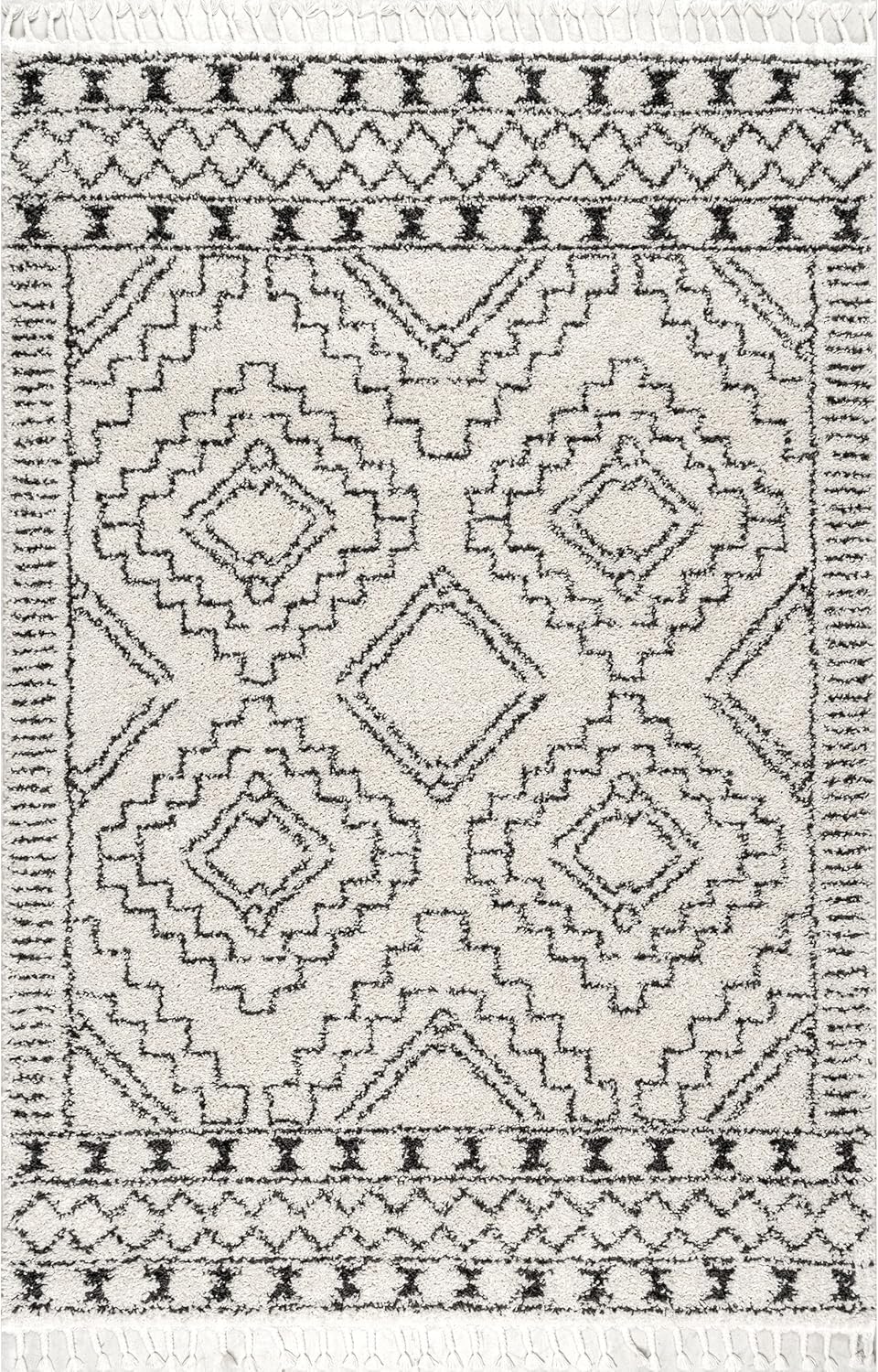nuLOOM Vasiliki – Alfombra de pelo largo estilo tribal marroquí