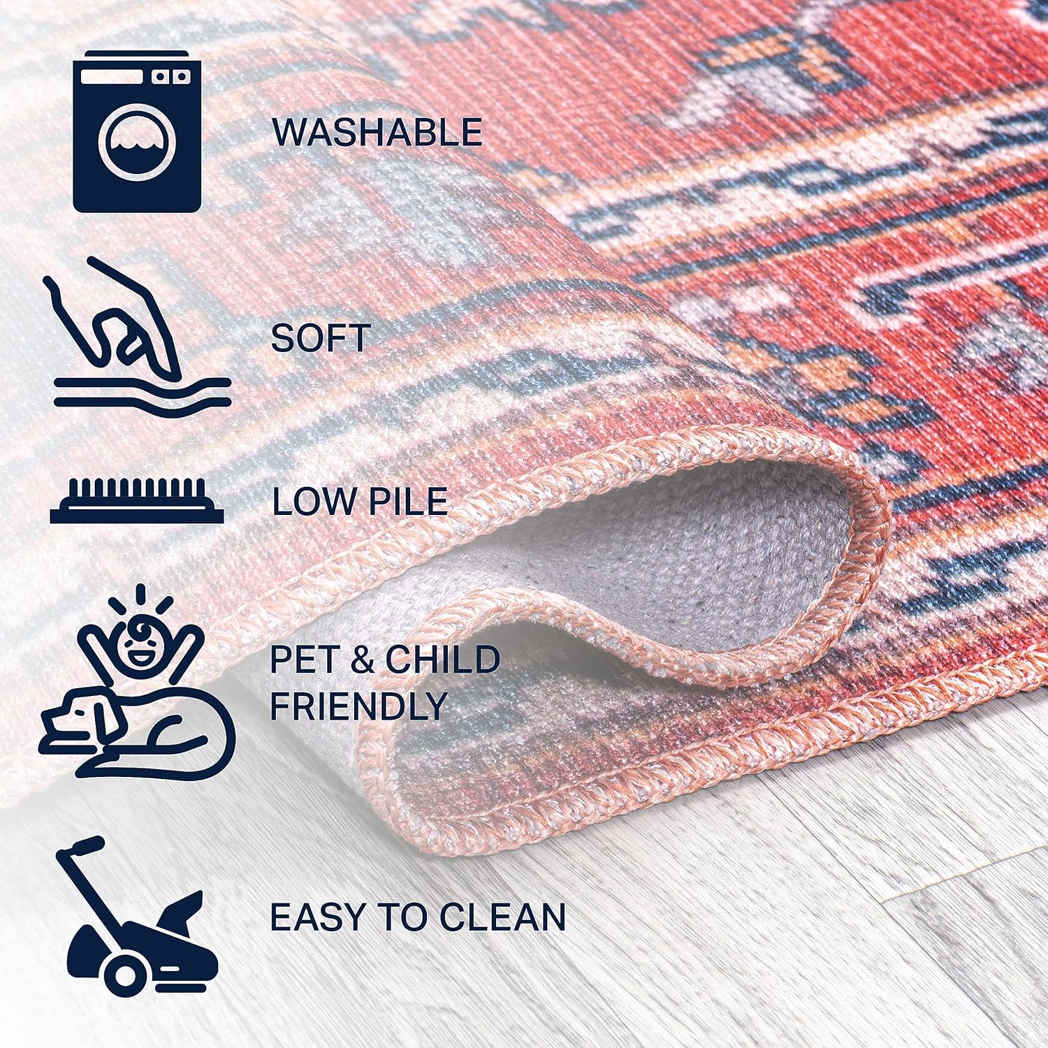 JONATHAN Y WSH105A-4 Cirali – Alfombra decorativa grande con medallón grande, lavable a máquina, estilo bohemio de transición, alto tráfico, cocina,