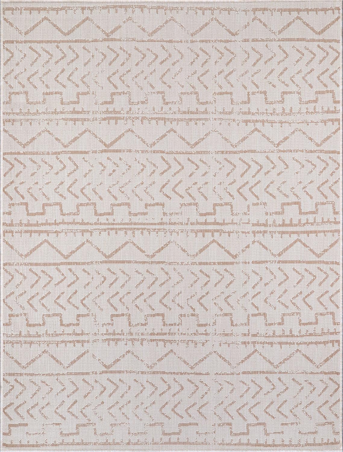Beverly Rug Waikiki Collection  Alfombras para interiores y exteriores, color beige, blanco, azul, gris, gris oscuro, 5 x 8 pies (1.53 x 2.44 m), 6