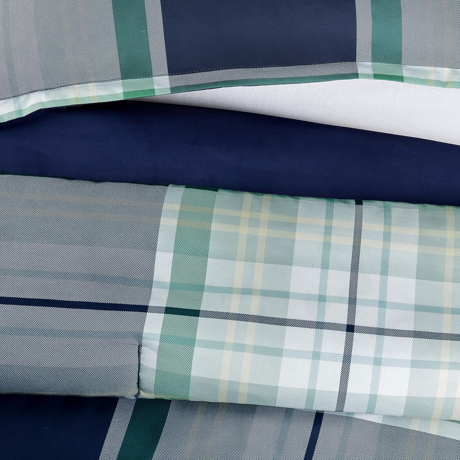 Serta Simply Clean Scott – Juego de edredón suave y moderno de 2 piezas a cuadros con funda de almohada para todas las estaciones, individual XL,