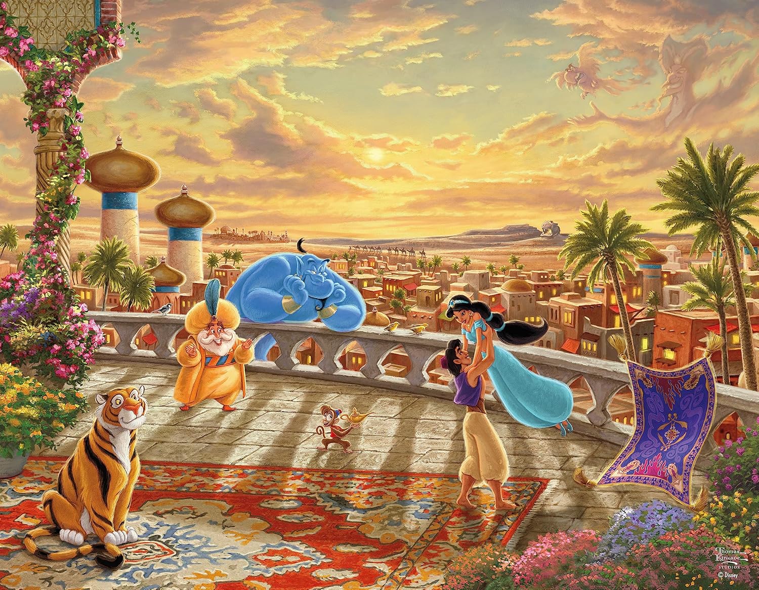 Ceaco – Paquete múltiple 4 en 1 – Disney – Thomas Kinkade – (4) rompecabezas de 500 piezas