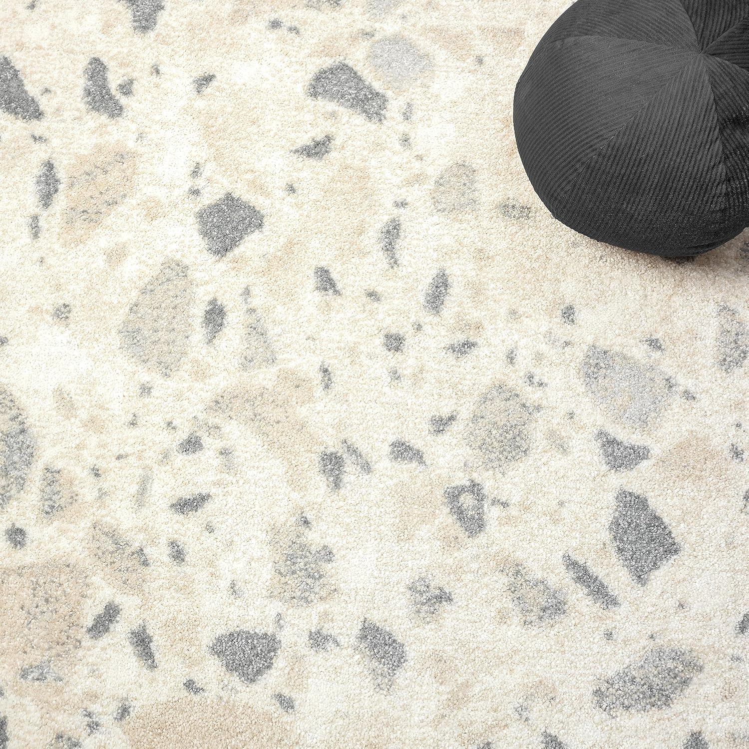 Abani Nuevo Collection – Alfombra de área, diseño moderno de terazzo de puntos marfilgris, 6 x 9 pies, fácil de limpiar, duradera para niños y