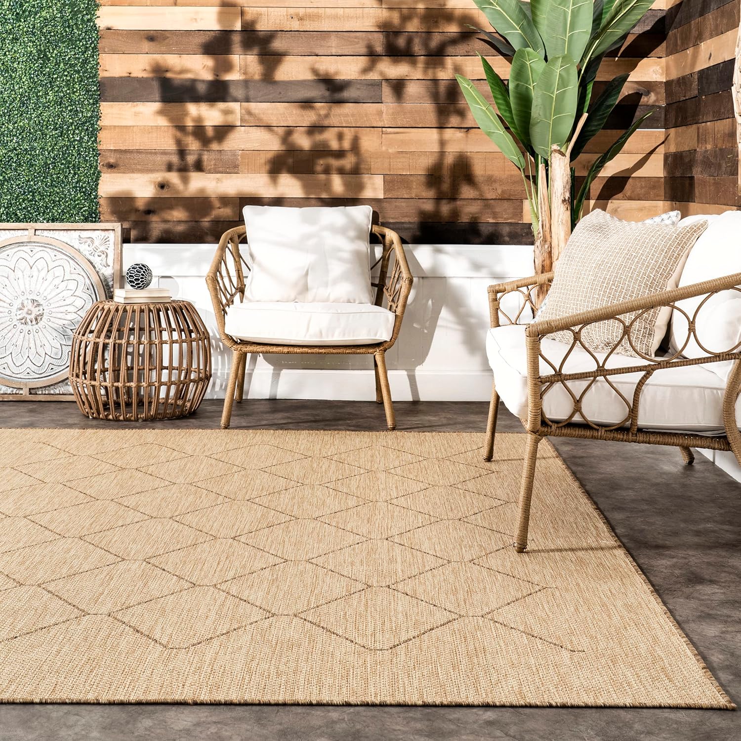nuLOOM Jae – Alfombra marroquí para interiores y exteriores, 2 x 8 pies, color natural