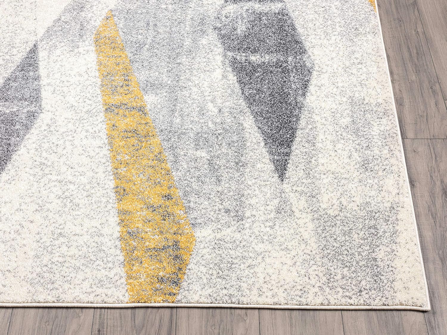 Abani Laguna Collection – Alfombra turca envejecida geométrica, color gris y amarillo, estilo moderno, 6 x 9 pies, alfombra decorativa