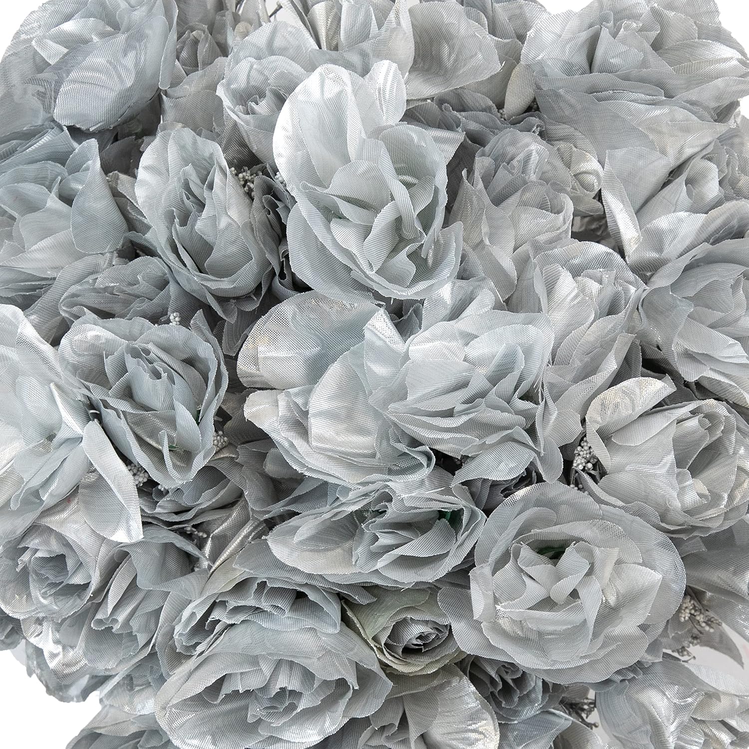 Season’s Need – Flores artificiales brillantes plateadas, decoración de 84 cabezas, aspecto real con tallo para ramos de boda, centros de mesa,