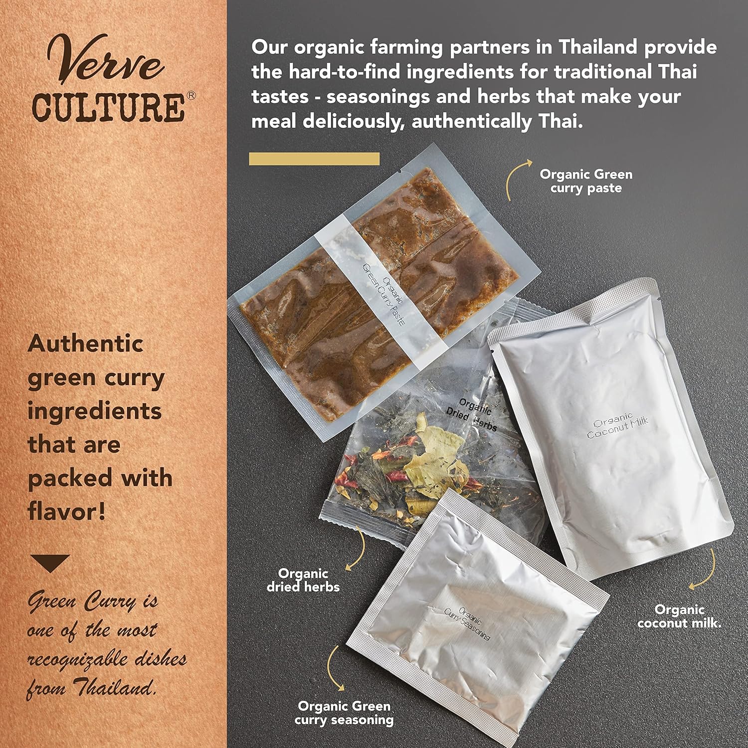 Verve CULTURE – Kit de cocina tailandés para dos  Kit de cocina de curry verde orgánico USDA  Auténtica cocina tailandesa  Juego de regalo de cocina