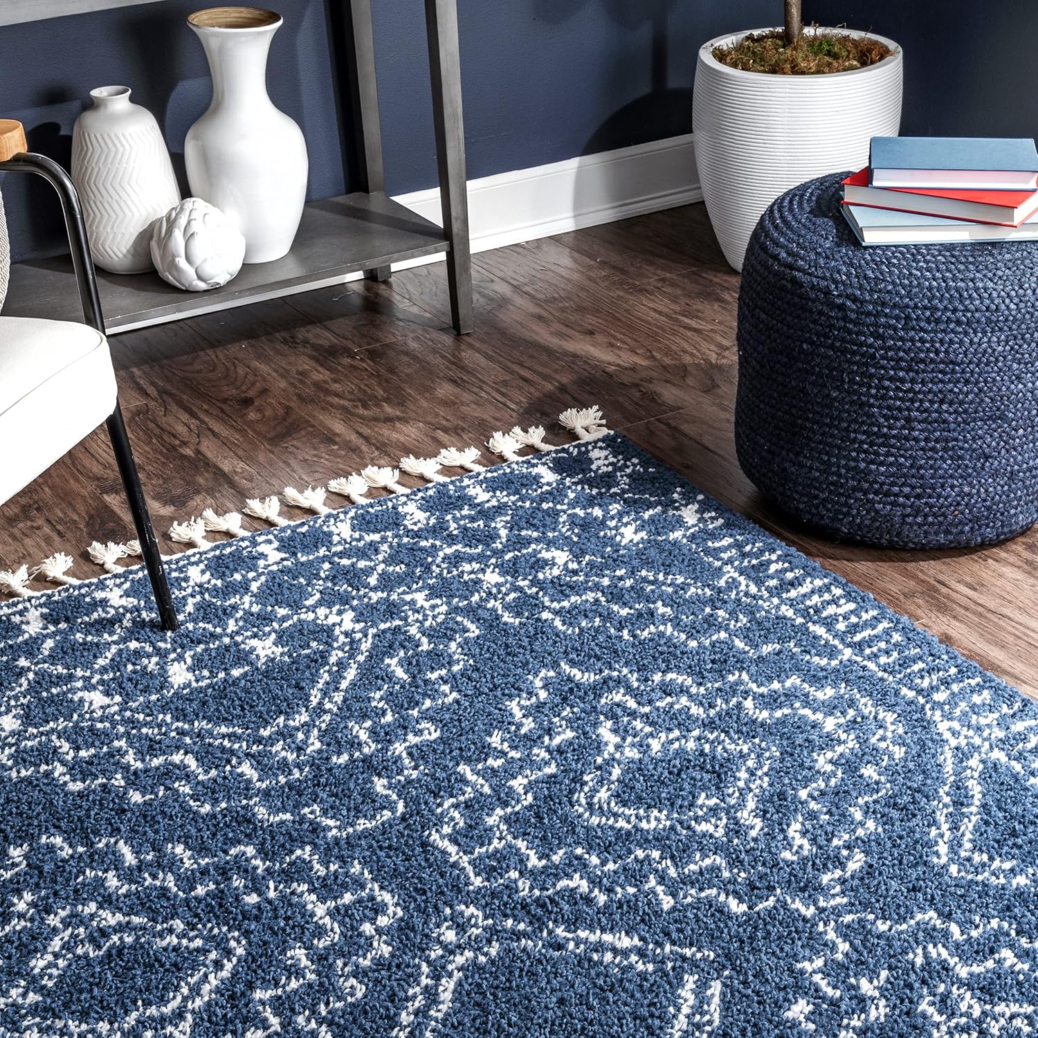 nuLOOM Vasiliki – Alfombra de pelo largo estilo tribal marroquí