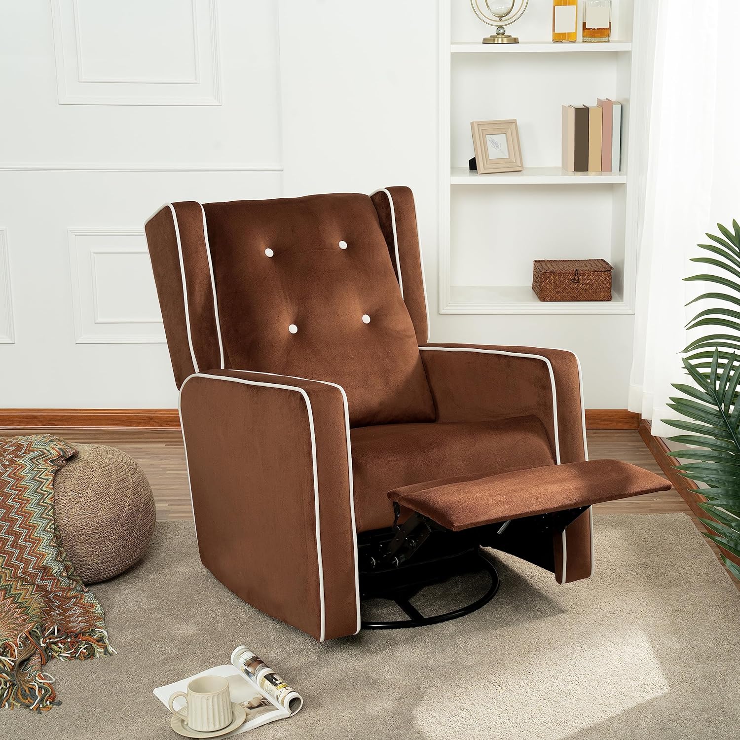 Relájate con tu bebé, relájate con estilo con Odelia reclinable giratorio de 360, silla de maternidad para lactancia materna con amortiguación de