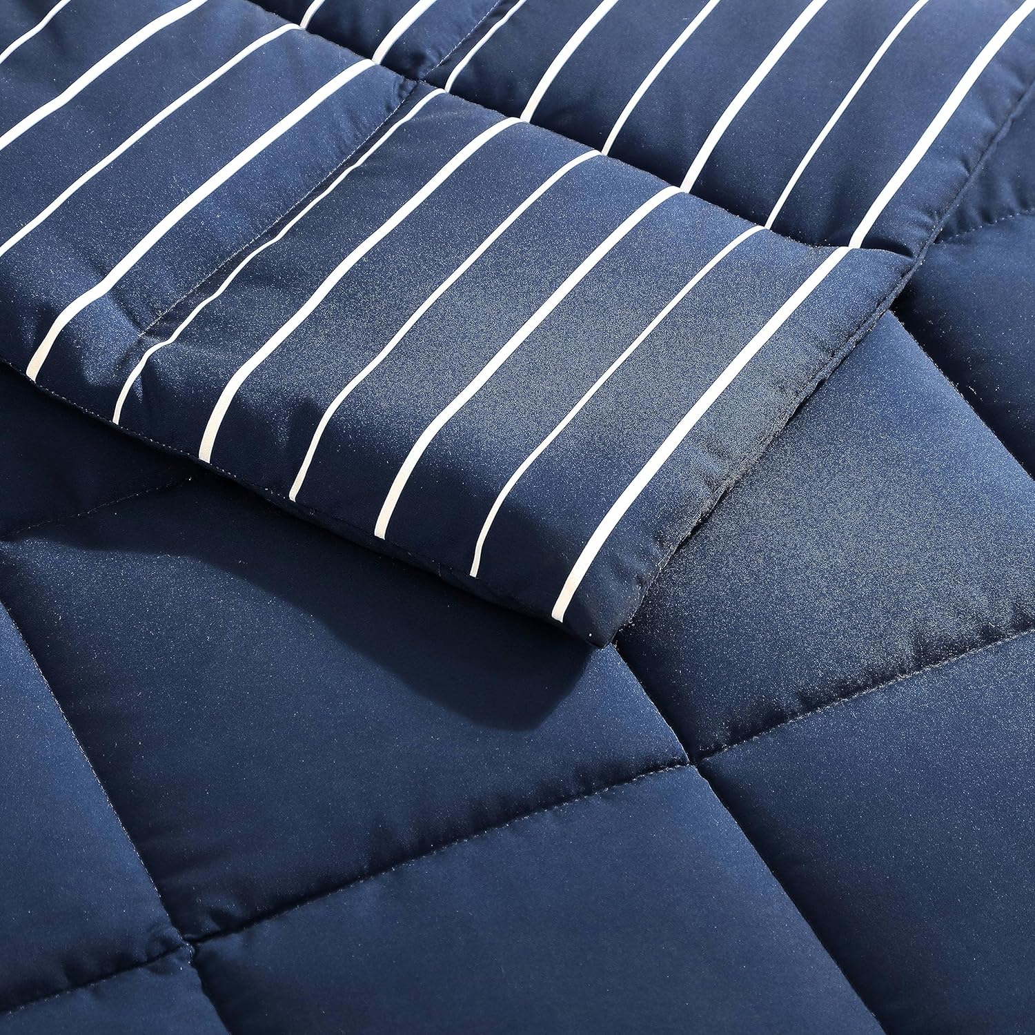 Nautica – Juego de edredón tamaño King, juego de ropa de cama reversible de algodón, decoración del hogar para todas las estaciones (Longdale Stripe