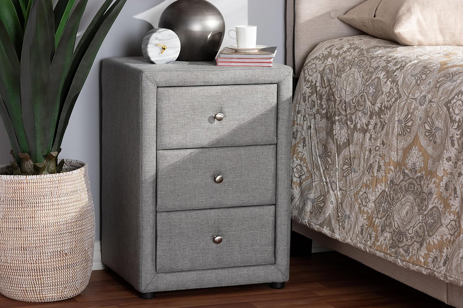 Baxton Studio Vanessa – Mesita de noche, color gris