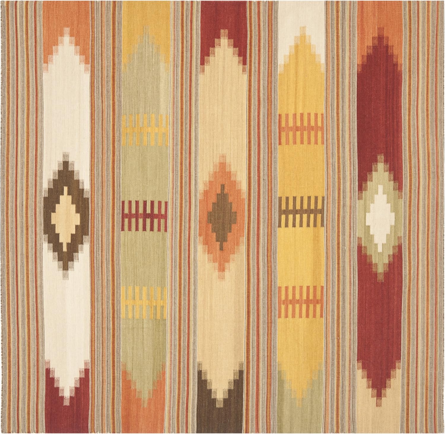 SAFAVIEH Kilim Collection – Alfombra decorativa de 4 x 6 pies, color rojo y multicolor, hecho a mano, lana tribal del suroeste, ideal para zonas de