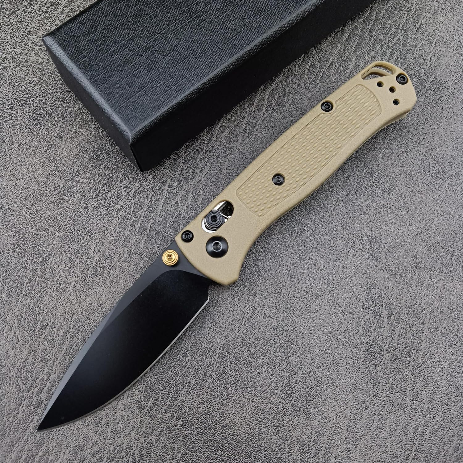 Cuchillo plegable Bugout 533 de 6.5 pulgadas, cuchillo de bolsillo con bloqueo de eje con hoja negra de acero 7Cr17Mov y mango de nailon reforzado