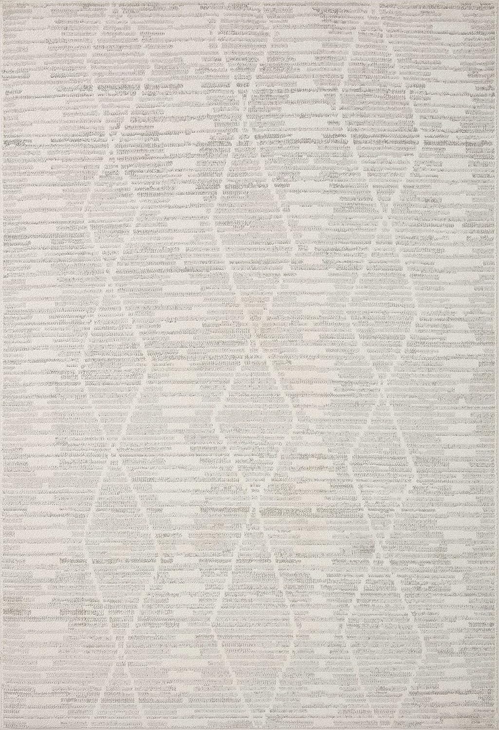 Loloi II Kamala Collection KAM-02 – Alfombra de pasillo de 2 pies y 7 pulgadas x 8 pies, color marfil y plateado