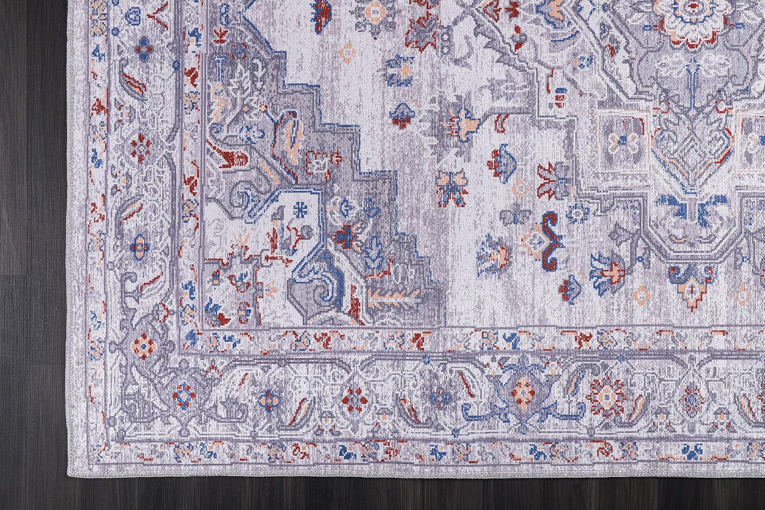 CAMILSON Alfombra lavable a máquina con parte trasera antideslizante para sala de estar o dormitorio, alfombra vintage lavable de 8 x 10 pulgadas,
