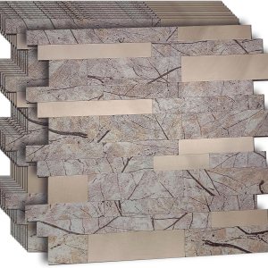 XUANINY 10 hojas de azulejos metálicos para salpicaduras en muro, autoadhesivas, aluminio 3D, paneles de pared para cocina, baño, dormitorio, sala XUANINY 10 hojas de azulejos metálicos para salpicaduras en muro, autoadhesivas, aluminio 3D, paneles de pared para cocina, baño, dormitorio, sala