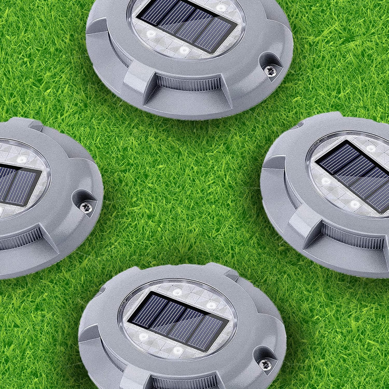 Naturals – Luces inalámbricas para muelles, luces solares de aluminio resistente a la intemperie, luces LED para caminos al aire libre para acera,