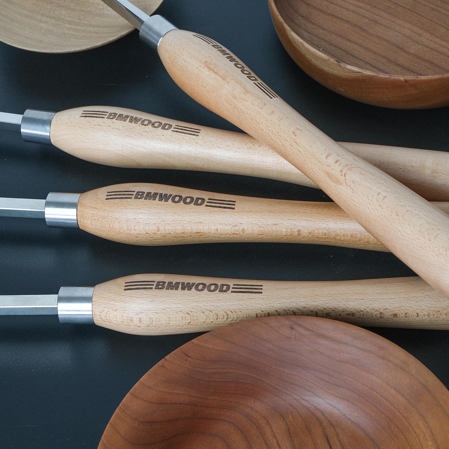 Juego de 4 cinceles con punta de carburo con barra de cincel de 0.394 x 0.394 in y cinceles de madera de mango de haya de 12.598 in, herramientas de