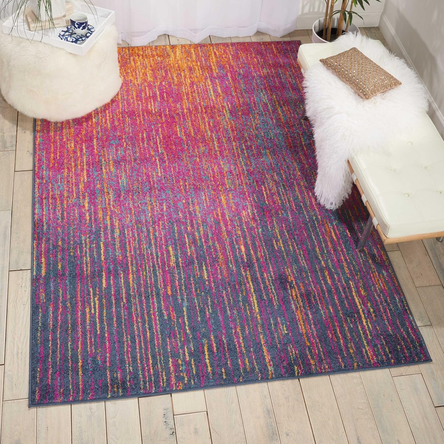 Nourison Passion Abstract – Alfombra de 2 pies 2 pulgadas x 7 pies 6 pulgadas, fácil de limpiar, no se desprende, para dormitorio, sala de estar,