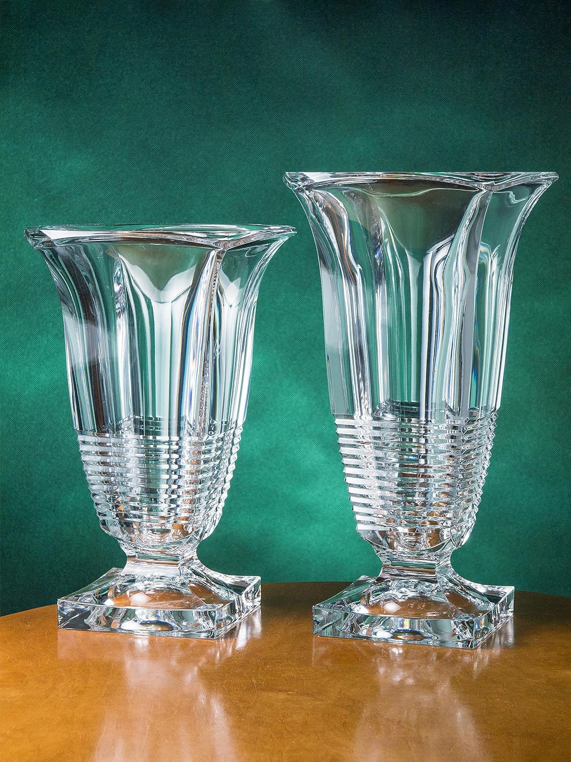 Jarrón  Cristal cortado  Vidrio hecho a mano  12.8 pulgadas de altura  Patas  para flores  Rosas  Hecho en Europa  por Barski
