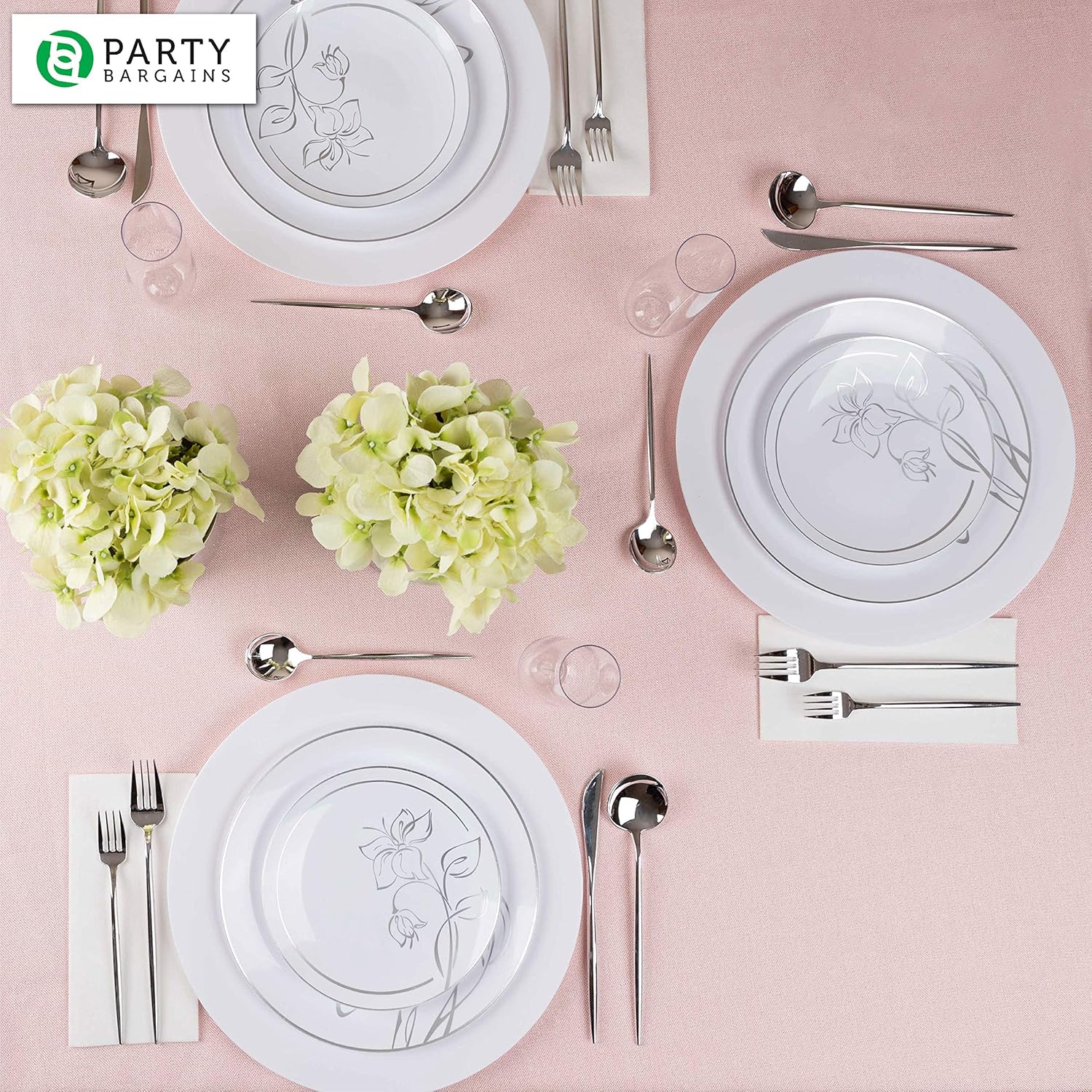 PARTY BARGAINS Placas de carga de 13 pulgadas, paquete de 4, cargadores desechables de alta resistencia para comedor elegante, ideal para bodas y
