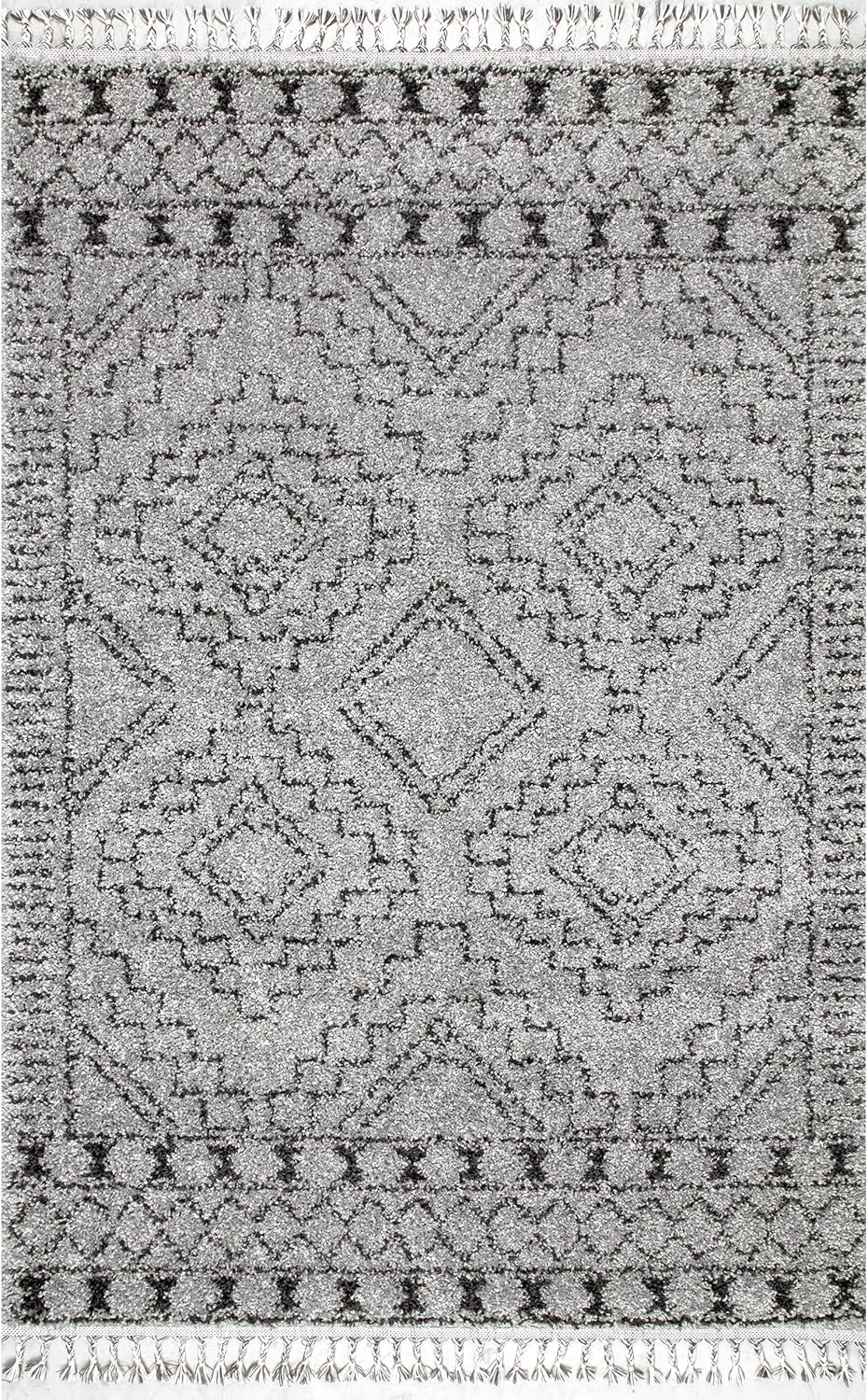 nuLOOM Vasiliki – Alfombra de pelo largo estilo tribal marroquí