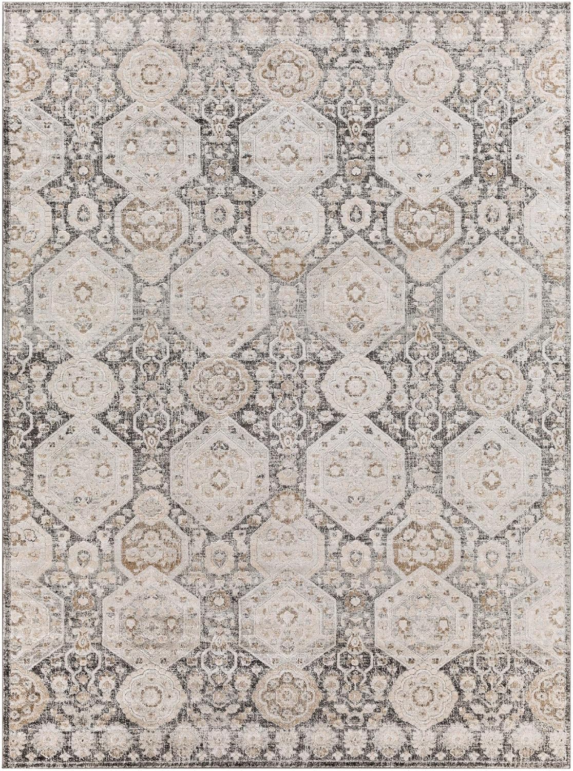 Mark&Day – Alfombra Geelbroek tradicional de 8 x 10 pies, color negro, gris carbón y marrón, para sala de estar, dormitorio o cocina (7.10 x 10.2