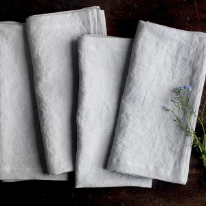 Servilletas de lino francés 100% lavadas a la piedra, servilletas de tela de lino puro suave, juego de 4 unidades, hechas a mano con esquinas Servilletas de lino francés 100% lavadas a la piedra, servilletas de tela de lino puro suave, juego de 4 unidades, hechas a mano con esquinas
