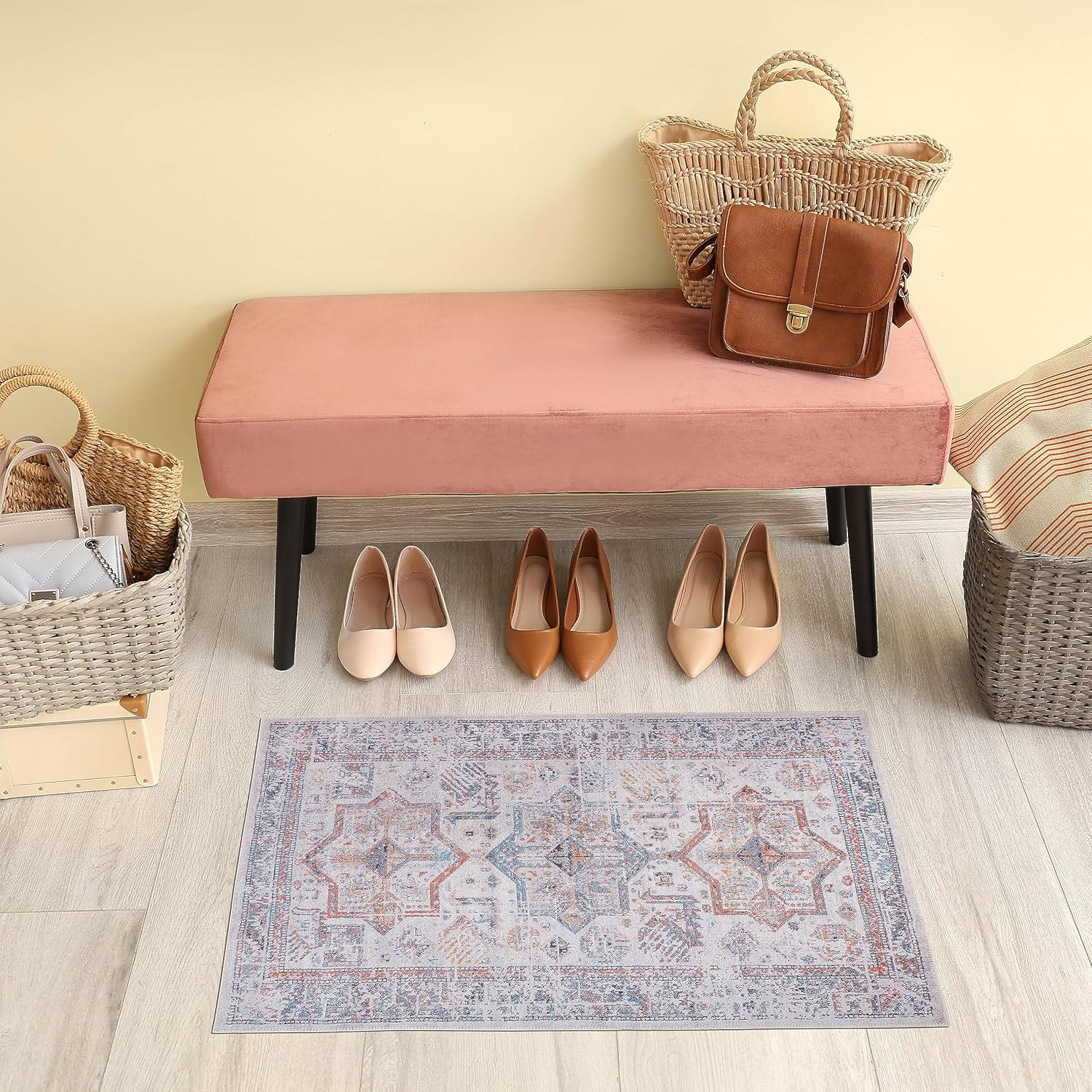 Bellini Rugs Alfombra lavable a máquina con parte trasera antideslizante, alfombra de sala de estar, alfombra de área de cocina, alfombras de área
